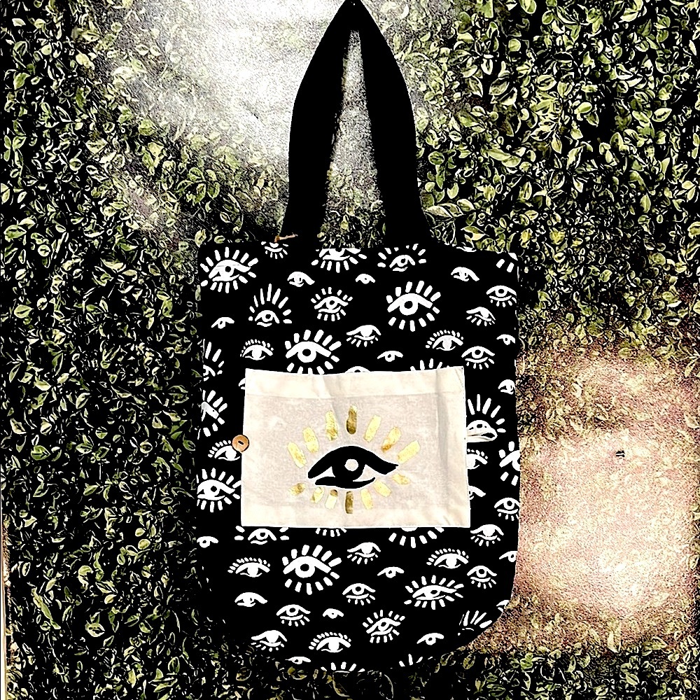 Black and White Eye Pattern Canvas Tote Bag (NEW)